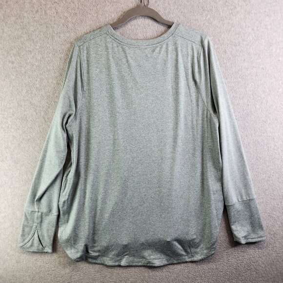 Athleta Top Womens 1X Blue Heathered Uptempo Thumbholes Hi Low Slit Sides - Picture 10 of 11